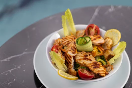 caesar salad with grilled chicken and croutons