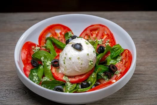 caprese salad with fresh mozzarella and tomatoes