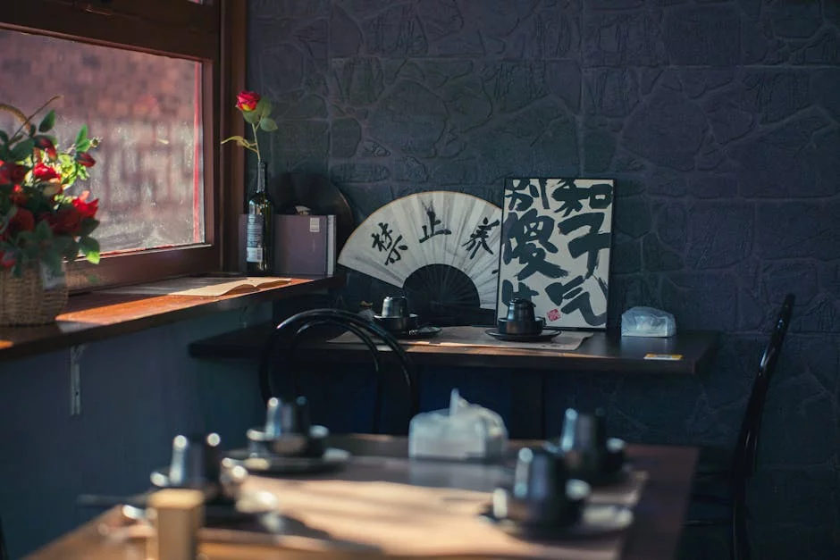 cozy restaurant dining room with warm lighting