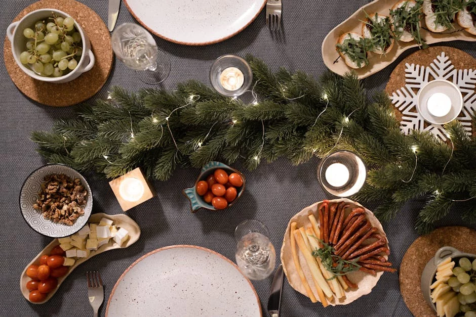 holiday party with decorated tables and festive atmosphere